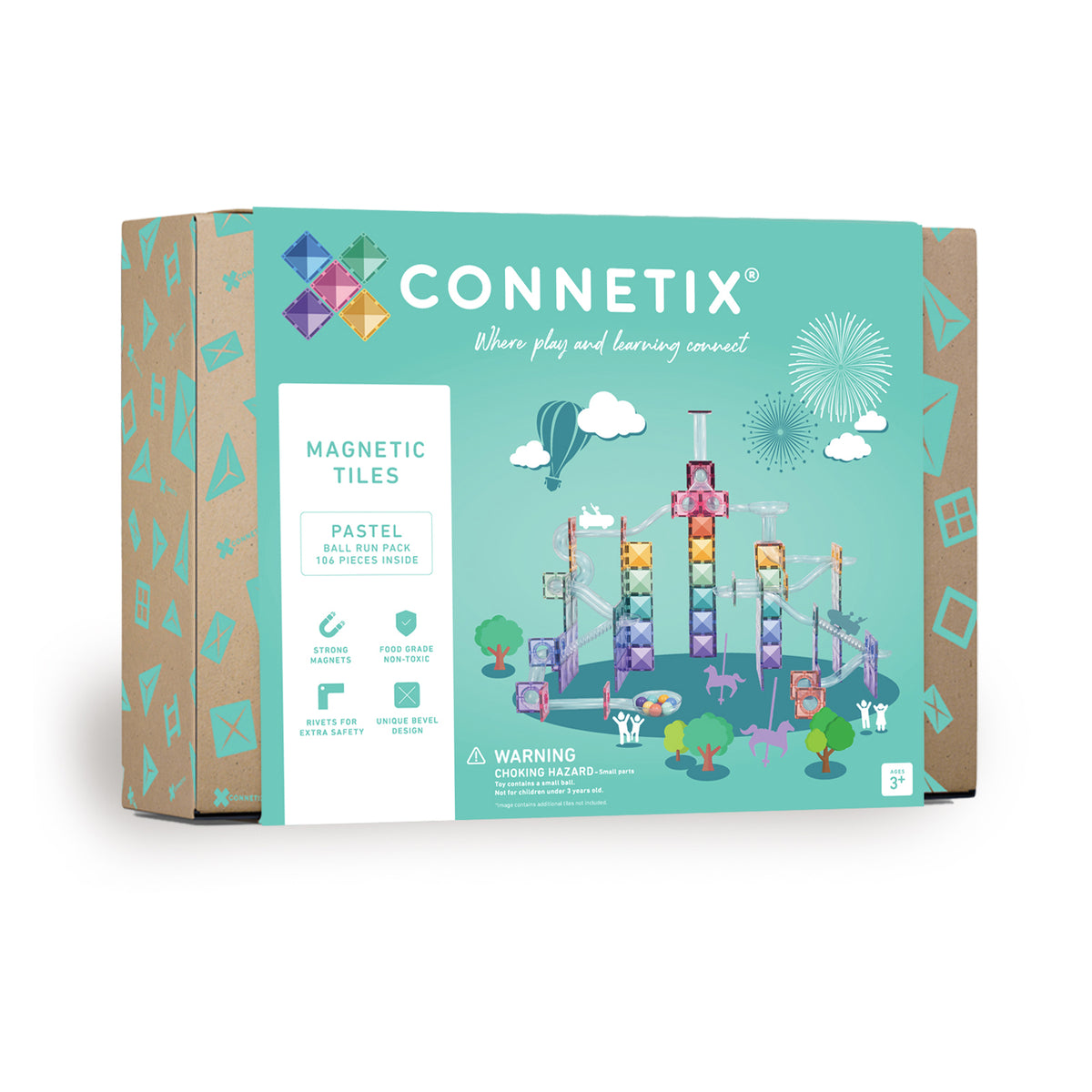 Connetix Pastel Magnetic Tiles 106 Piece Ball Run Pack– tiny buttons