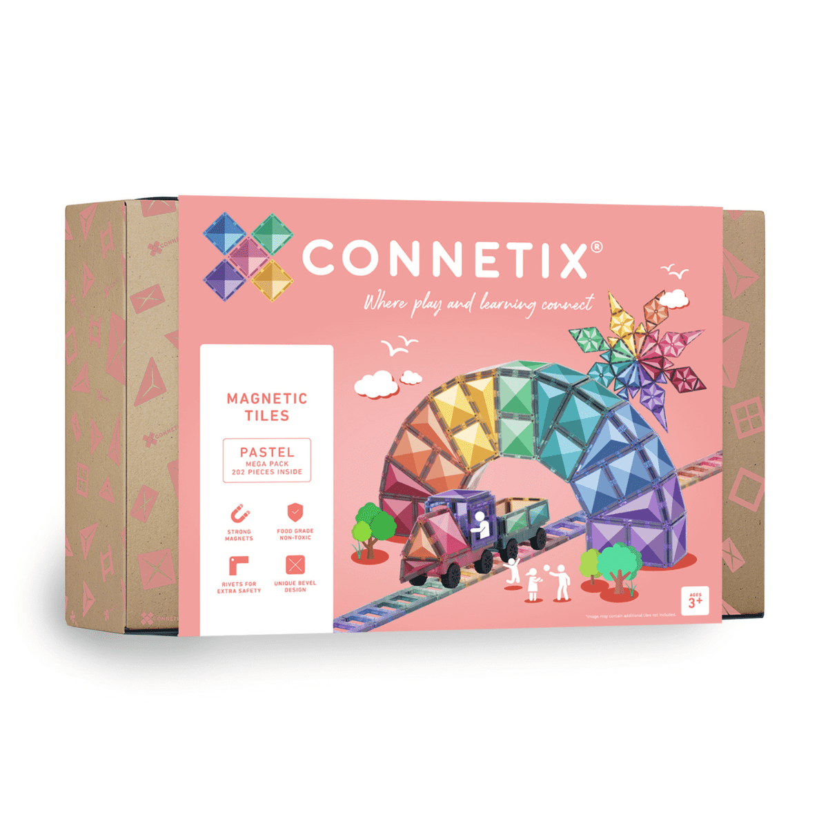 Connetix Pastel Magnetic Tiles 202 Piece Mega Pack– tiny buttons